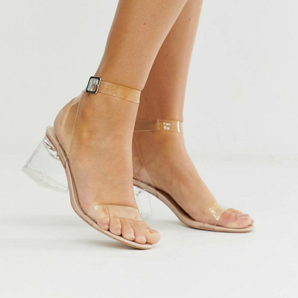 Block heeled clear sandals